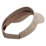 Plumeria Flowers Embroidered Brushed Bull Denim Sun Visor - Khaki OSFM