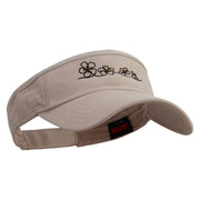 Plumeria Flowers Embroidered Brushed Bull Denim Sun Visor - Khaki OSFM