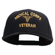 Licensed Medical Corps Veteran Embroidered Solid Cotton Twill Pro Style Cap - Black OSFM