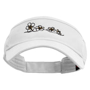 Plumeria Flowers Embroidered Brushed Bull Denim Sun Visor - White OSFM
