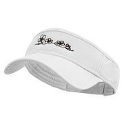 Plumeria Flowers Embroidered Brushed Bull Denim Sun Visor - White OSFM