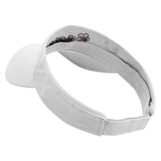 Plumeria Flowers Embroidered Brushed Bull Denim Sun Visor - White OSFM