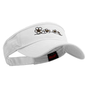 Plumeria Flowers Embroidered Brushed Bull Denim Sun Visor - White OSFM
