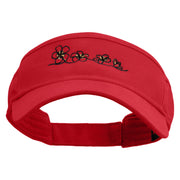 Plumeria Flowers Embroidered Brushed Bull Denim Sun Visor - Red OSFM