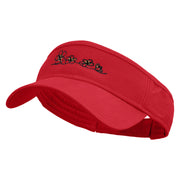 Plumeria Flowers Embroidered Brushed Bull Denim Sun Visor - Red OSFM