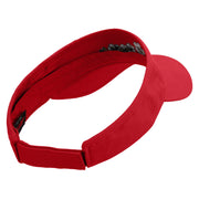 Plumeria Flowers Embroidered Brushed Bull Denim Sun Visor - Red OSFM