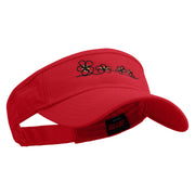 Plumeria Flowers Embroidered Brushed Bull Denim Sun Visor - Red OSFM