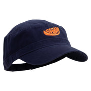 Orange Slice Embroidered Big Size Adjustable Ripstop Army Cap - Navy OSFM