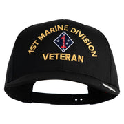 1st Marine Division Veteren Embroidered Solid Cotton Twill Pro Style Cap - Black OSFM