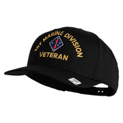 1st Marine Division Veteren Embroidered Solid Cotton Twill Pro Style Cap - Black OSFM