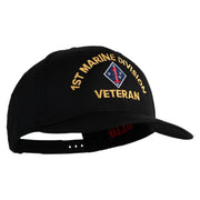 1st Marine Division Veteren Embroidered Solid Cotton Twill Pro Style Cap - Black OSFM