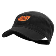 Orange Slice Embroidered Big Size Adjustable Ripstop Army Cap - Black OSFM