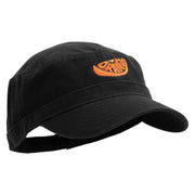 Orange Slice Embroidered Big Size Adjustable Ripstop Army Cap - Black OSFM