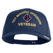 1st Marine Division Veteren Embroidered Solid Cotton Twill Pro Style Cap - Navy OSFM