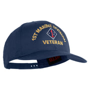 1st Marine Division Veteren Embroidered Solid Cotton Twill Pro Style Cap - Navy OSFM