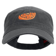 Orange Slice Embroidered Big Size Adjustable Ripstop Army Cap - Charcoal-Grey OSFM