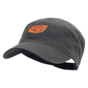Orange Slice Embroidered Big Size Adjustable Ripstop Army Cap - Charcoal-Grey OSFM