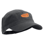 Orange Slice Embroidered Big Size Adjustable Ripstop Army Cap - Charcoal-Grey OSFM
