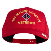 1st Marine Division Veteren Embroidered Solid Cotton Twill Pro Style Cap - Red OSFM