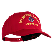 1st Marine Division Veteren Embroidered Solid Cotton Twill Pro Style Cap - Red OSFM