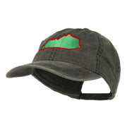 Kentucky State Map Embroidered Washed Cap