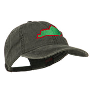 Kentucky State Map Embroidered Washed Cap