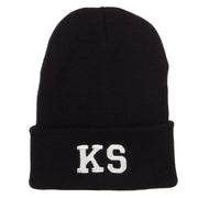 KS Kansas State Embroidered Long Beanie