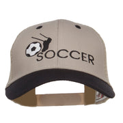 Kicking Soccer Embroidered Two Tone Trucker Cap