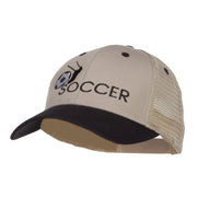 Kicking Soccer Embroidered Two Tone Trucker Cap