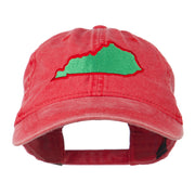 Kentucky State Map Embroidered Washed Cap