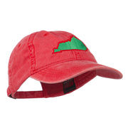 Kentucky State Map Embroidered Washed Cap