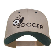 Kicking Soccer Embroidered Two Tone Trucker Cap