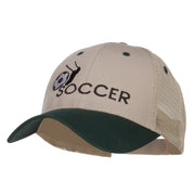 Kicking Soccer Embroidered Two Tone Trucker Cap