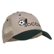 Kicking Soccer Embroidered Two Tone Trucker Cap