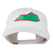 Kentucky State Map Embroidered Washed Cap