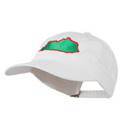 Kentucky State Map Embroidered Washed Cap