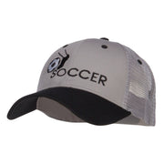 Kicking Soccer Embroidered Two Tone Trucker Cap