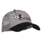 Kicking Soccer Embroidered Two Tone Trucker Cap