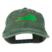 Kentucky State Map Embroidered Washed Cap