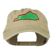 Kentucky State Map Embroidered Washed Cap