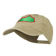 Kentucky State Map Embroidered Washed Cap