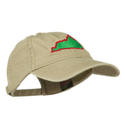 Kentucky State Map Embroidered Washed Cap