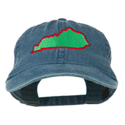 Kentucky State Map Embroidered Washed Cap