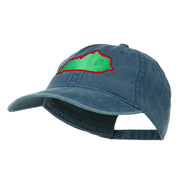 Kentucky State Map Embroidered Washed Cap