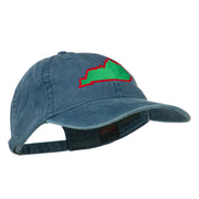 Kentucky State Map Embroidered Washed Cap