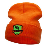 Tennis Racquet Logo Embroidered Long Knitted Beanie