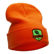 Tennis Racquet Logo Embroidered Long Knitted Beanie