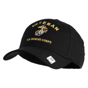 Veteran US Marine Corps Embroidered Solid Cotton Twill Low Profile Cap - Black OSFM