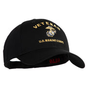 Veteran US Marine Corps Embroidered Solid Cotton Twill Low Profile Cap - Black OSFM