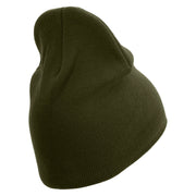 Licensed US Army Retired Military Embroidered 8 Inch Solid Knit Short Beanie Made in USA - Olive OSFM